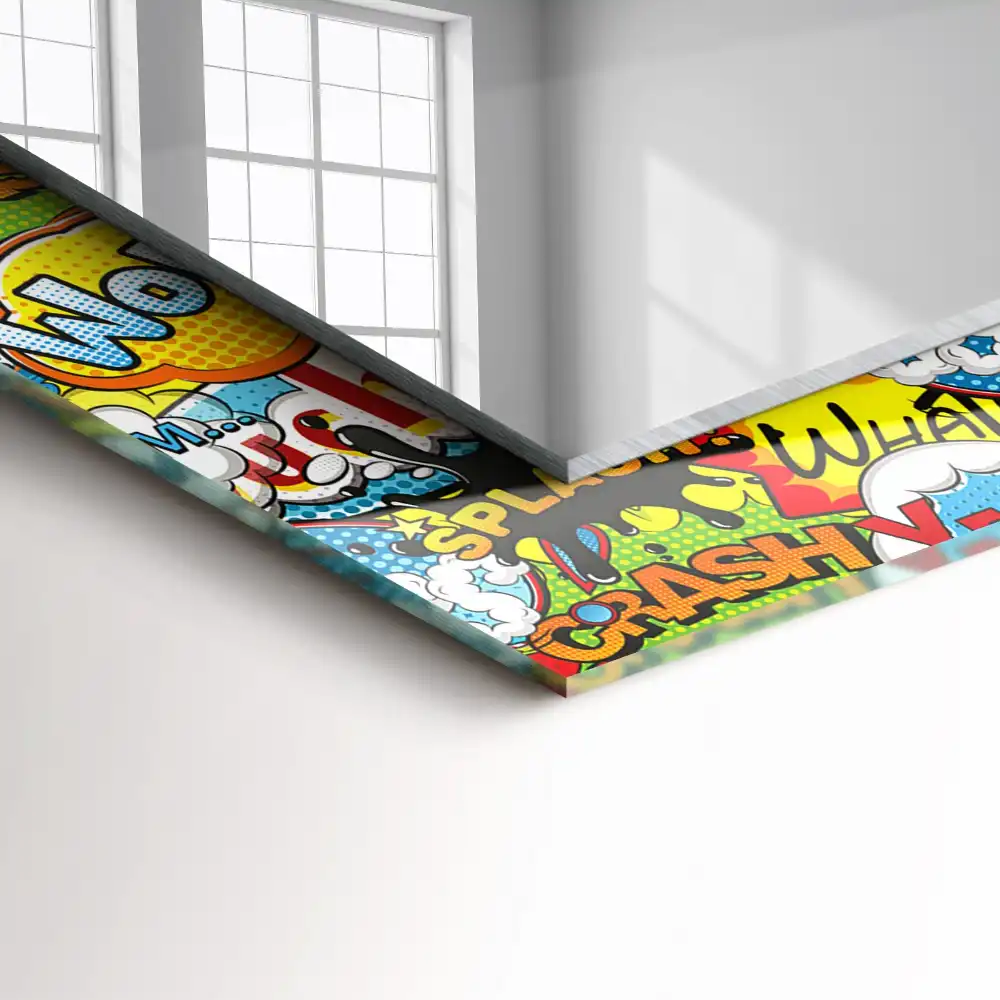 Tiskano pravokotne ogledalo Barviti komični govorni mehurčki