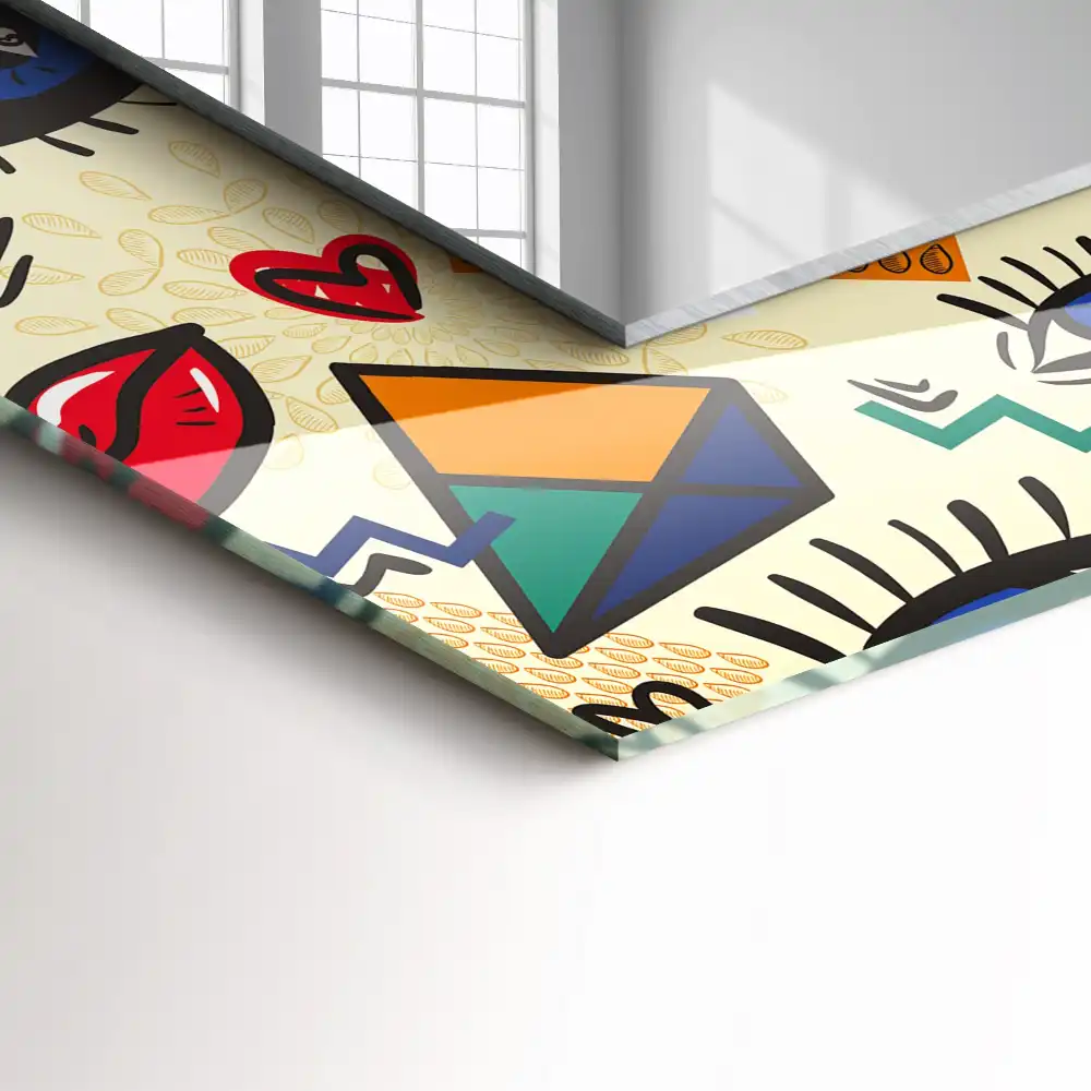 Pravokotne okrasno ogledalo Oči, usta, oblike