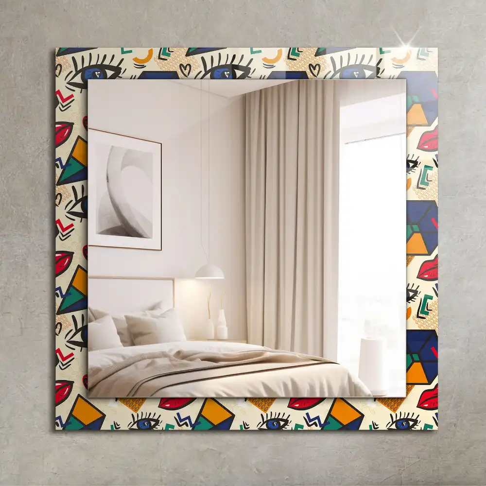 Pravokotne okrasno ogledalo Oči, usta, oblike