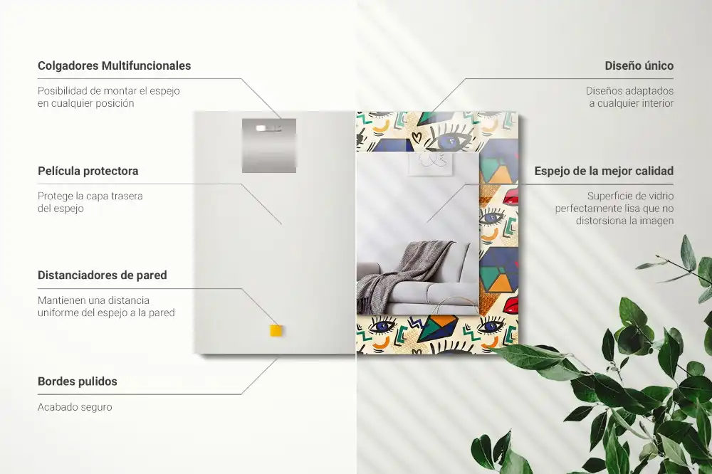 Pravokotne okrasno ogledalo Oči, usta, oblike