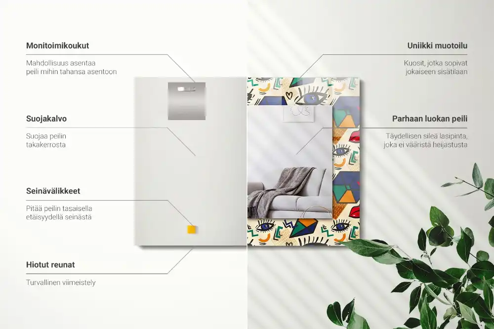 Pravokotne okrasno ogledalo Oči, usta, oblike