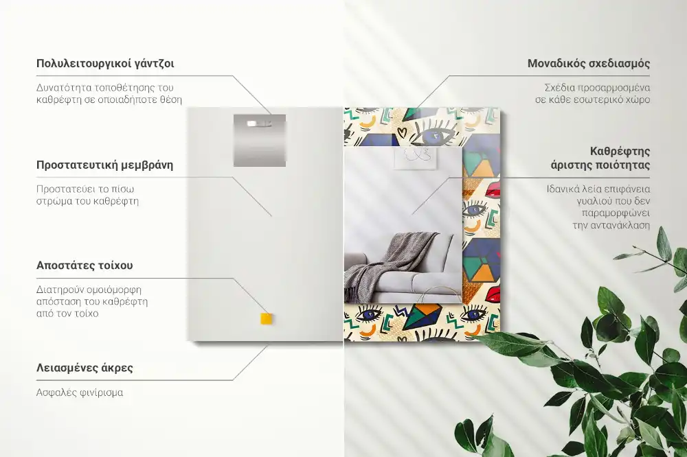 Pravokotne okrasno ogledalo Oči, usta, oblike