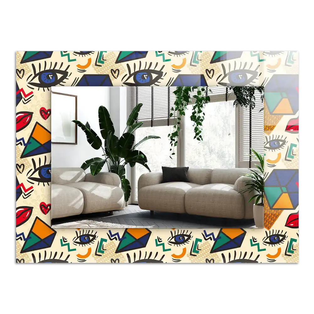 Pravokotne okrasno ogledalo Oči, usta, oblike