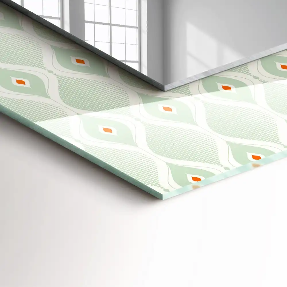 Tiskano pravokotne ogledalo Zeleni geometrijski vzorec