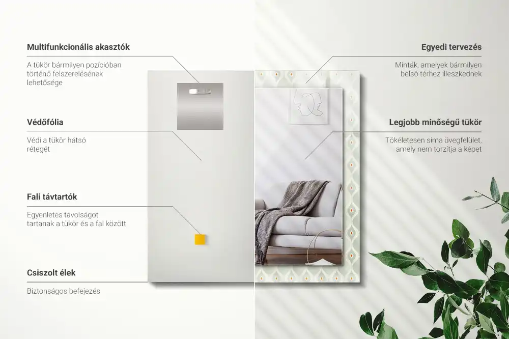 Tiskano pravokotne ogledalo Zeleni geometrijski vzorec