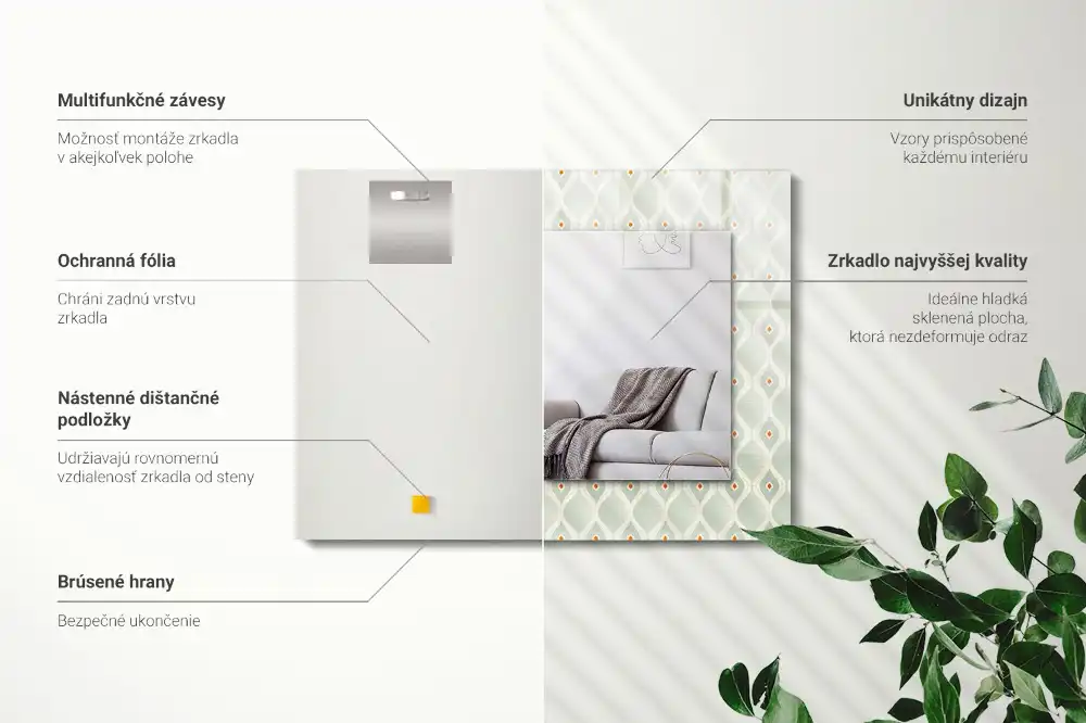 Tiskano pravokotne ogledalo Zeleni geometrijski vzorec