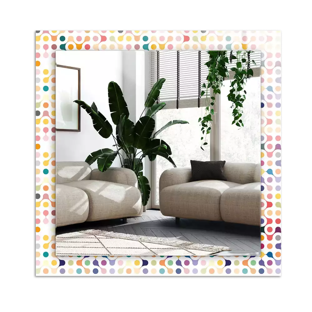 Pravokotne ogledalo s potiskanim okvirjem Barvit geometrijski vzorec