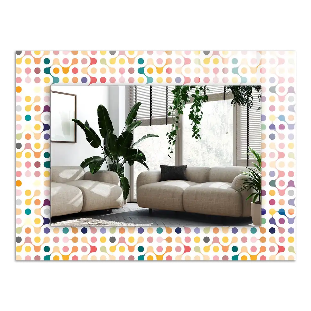 Pravokotne ogledalo s potiskanim okvirjem Barvit geometrijski vzorec