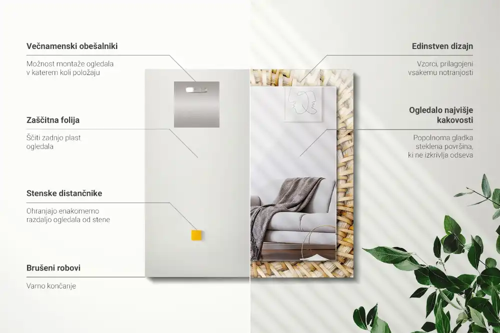 Tiskano pravokotne ogledalo Pletenje