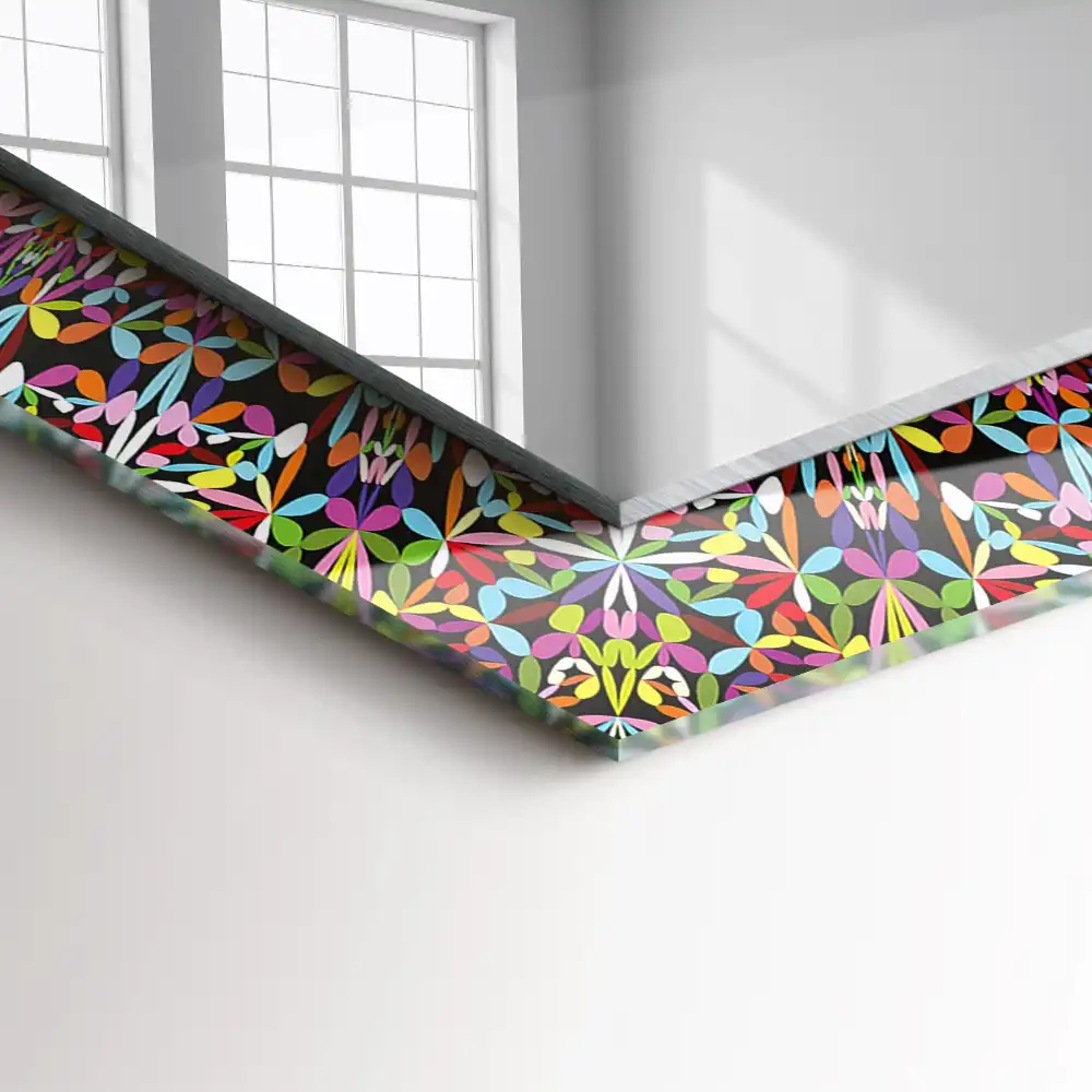 Pravokotne okrasno ogledalo Barvit vzorec mandale