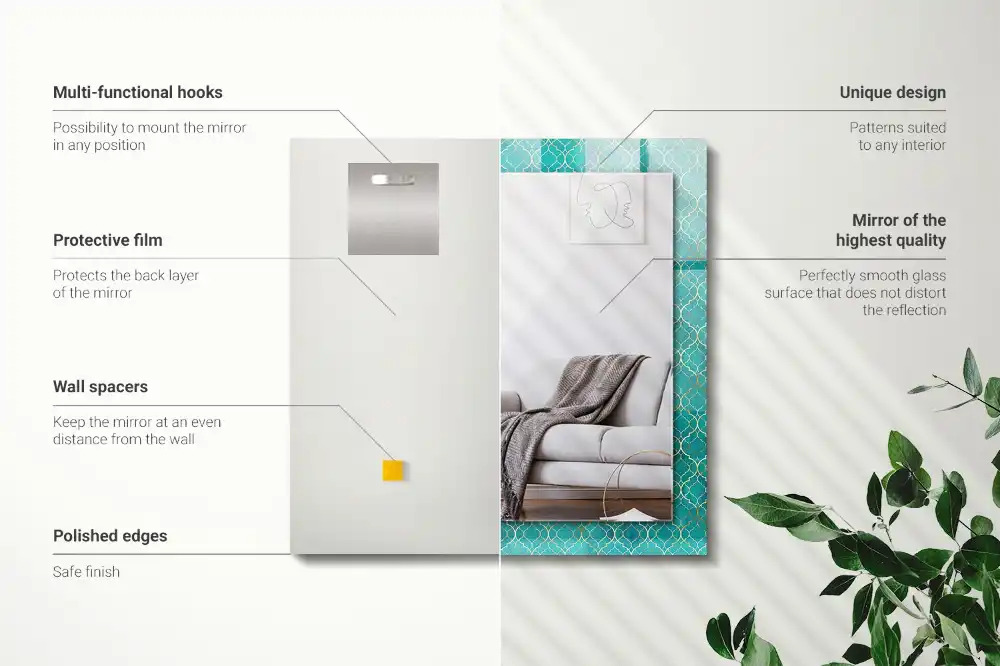 Pravokotne okrasno ogledalo Zeleni geometrijski vzorec