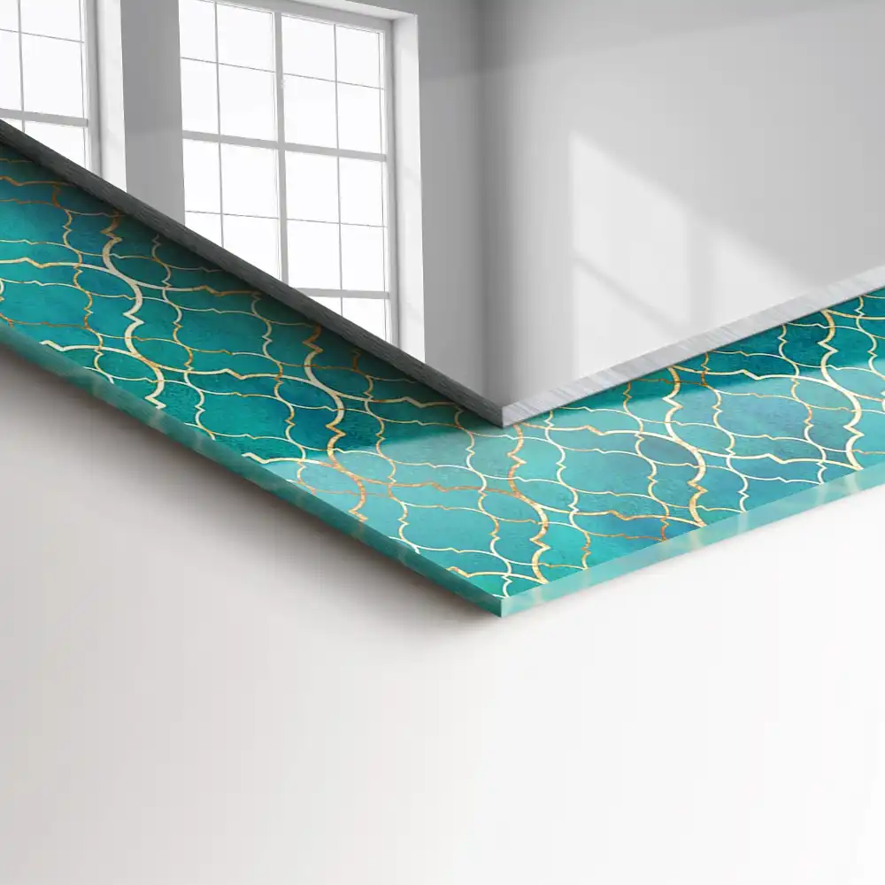 Pravokotne okrasno ogledalo Zeleni geometrijski vzorec