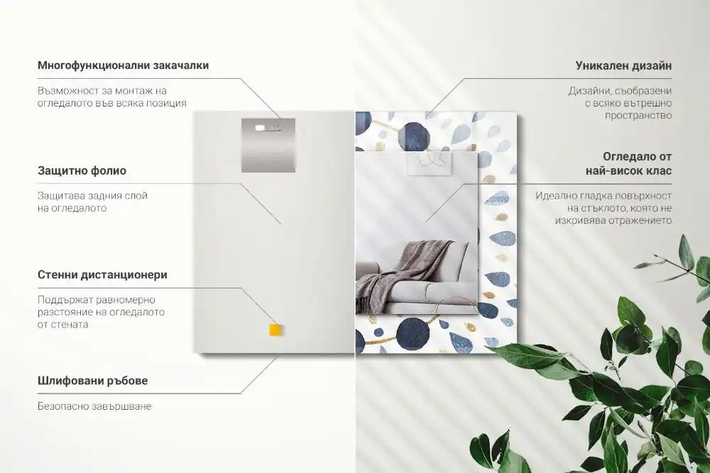 Tiskano pravokotne ogledalo Abstraktni vzorec mandale