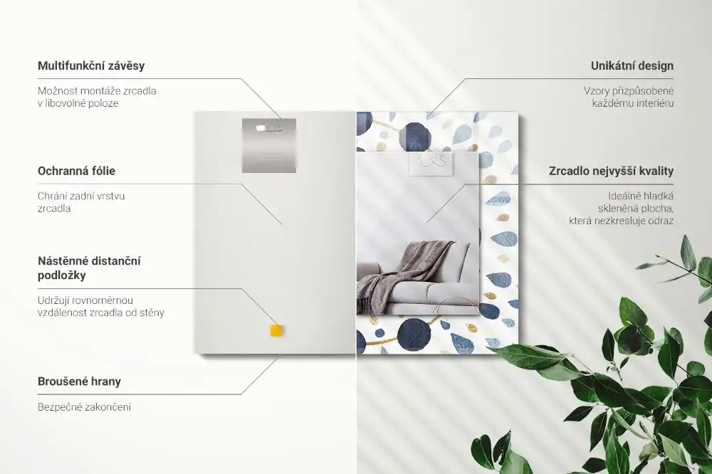 Tiskano pravokotne ogledalo Abstraktni vzorec mandale