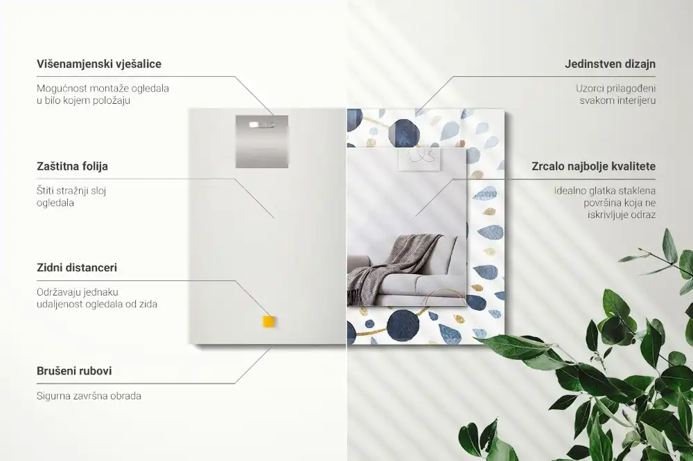 Tiskano pravokotne ogledalo Abstraktni vzorec mandale