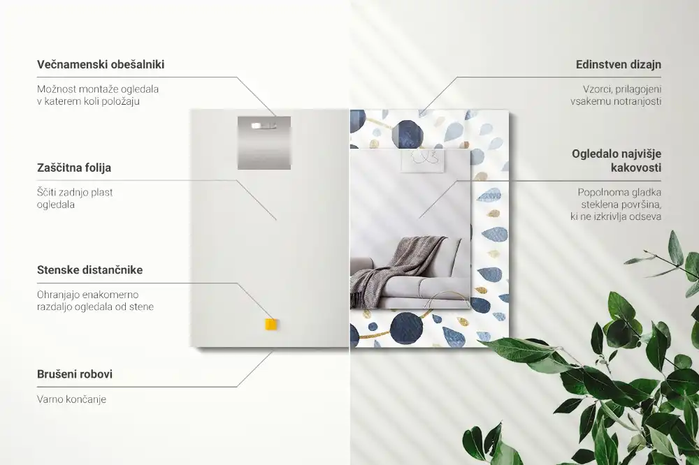 Tiskano pravokotne ogledalo Abstraktni vzorec mandale