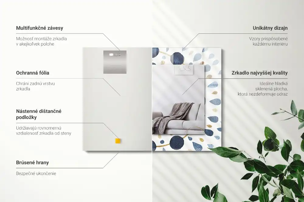 Tiskano pravokotne ogledalo Abstraktni vzorec mandale