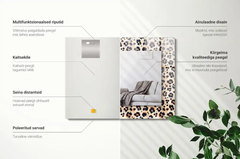 Pravokotne ogledalo s potiskanim okvirjem Leopardji vzorec