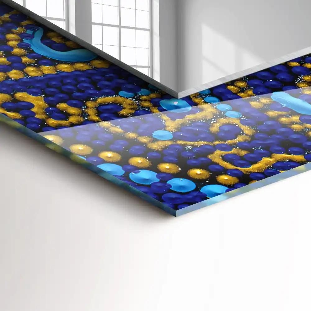 Pravokotne okrasno ogledalo Modra pikčasta mandala