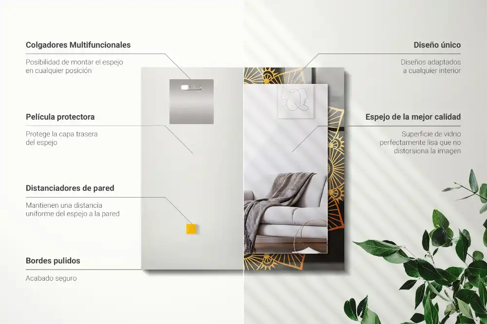 Pravokotne ogledalo s potiskanim okvirjem vzorec mandale