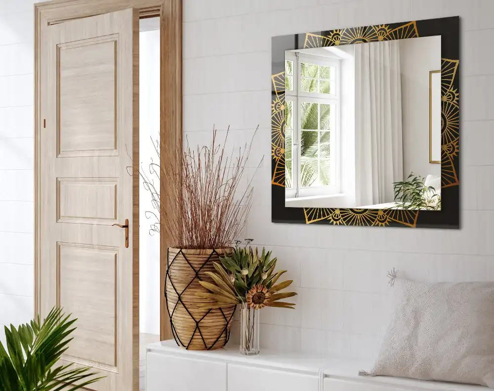 Pravokotne ogledalo s potiskanim okvirjem vzorec mandale