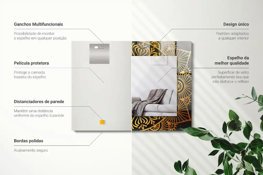 Pravokotne ogledalo s potiskanim okvirjem vzorec mandale