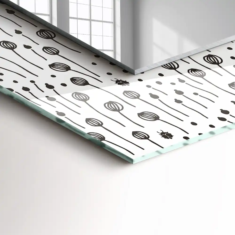 Pravokotne ogledalo s potiskanim okvirjem Minimalistična narava