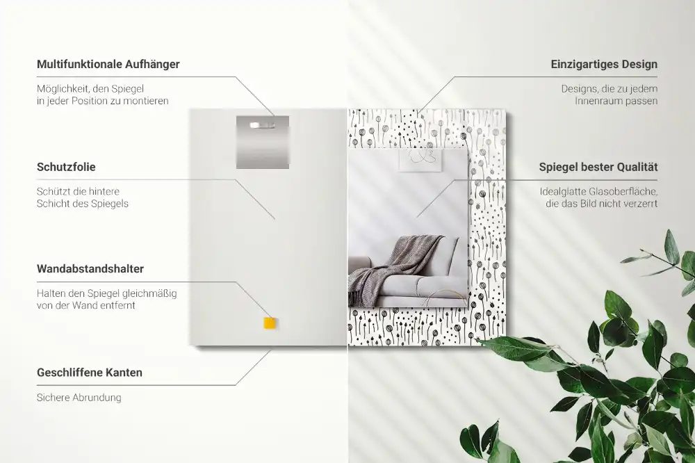 Pravokotne ogledalo s potiskanim okvirjem Minimalistična narava