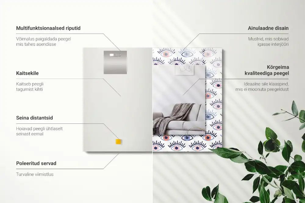 Pravokotne okrasno ogledalo Vzorec oči