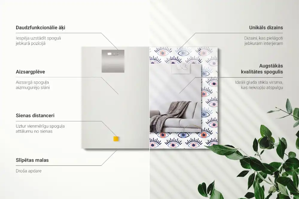 Pravokotne okrasno ogledalo Vzorec oči