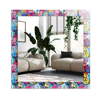 Tiskano pravokotne ogledalo Barvit abstraktni vzorec