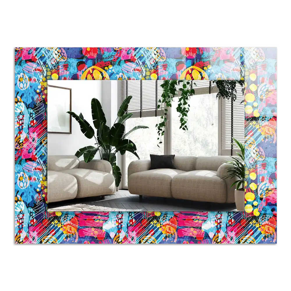 Tiskano pravokotne ogledalo Barvit abstraktni vzorec