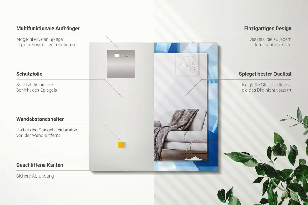 Pravokotne ogledalo s potiskanim okvirjem Abstraktni tunel