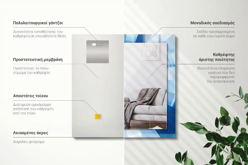 Pravokotne ogledalo s potiskanim okvirjem Abstraktni tunel