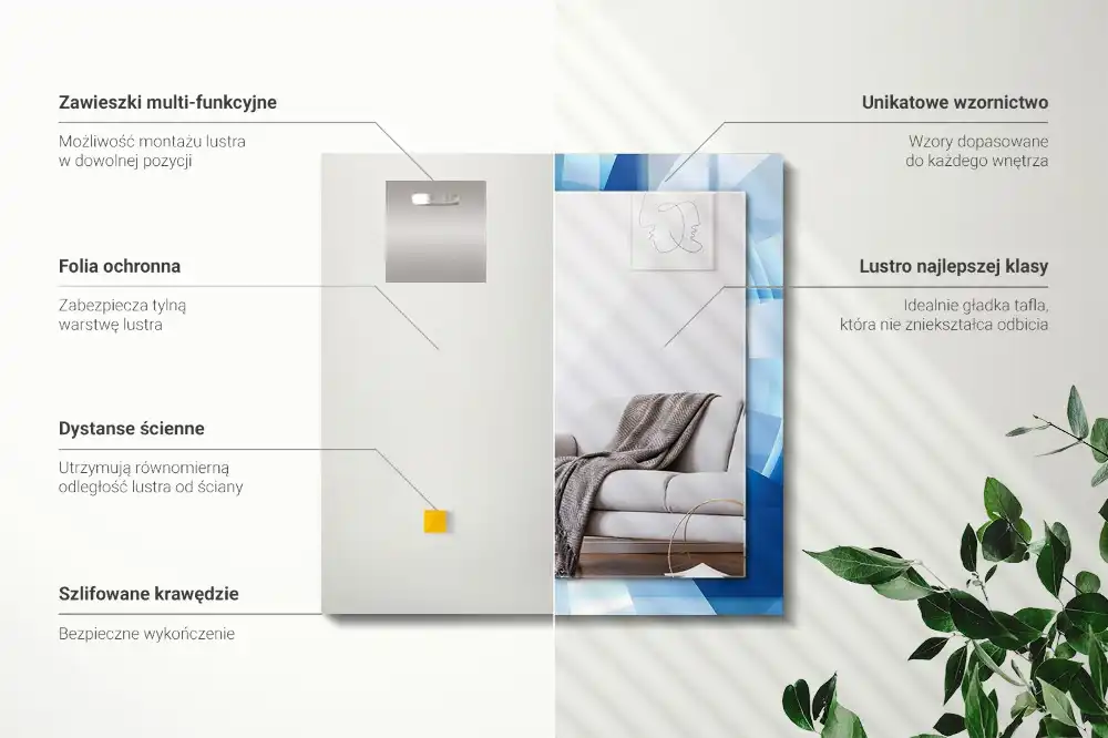 Pravokotne ogledalo s potiskanim okvirjem Abstraktni tunel