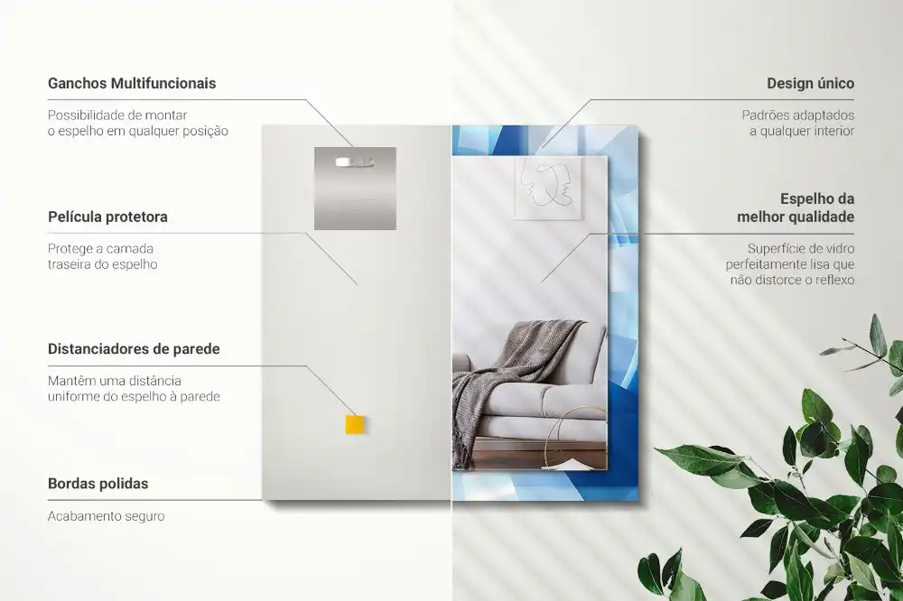 Pravokotne ogledalo s potiskanim okvirjem Abstraktni tunel