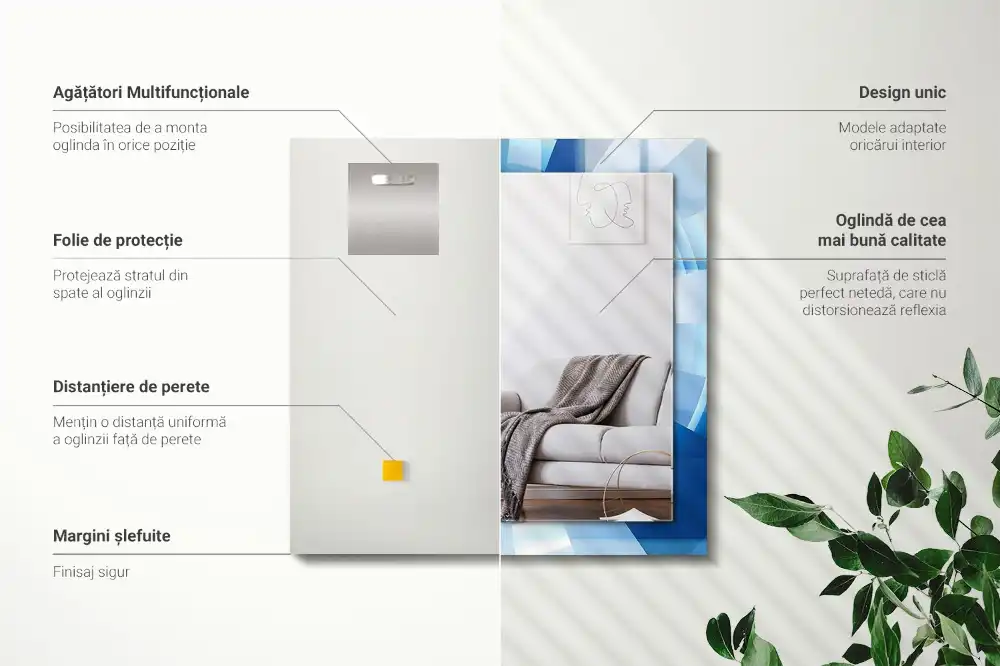 Pravokotne ogledalo s potiskanim okvirjem Abstraktni tunel