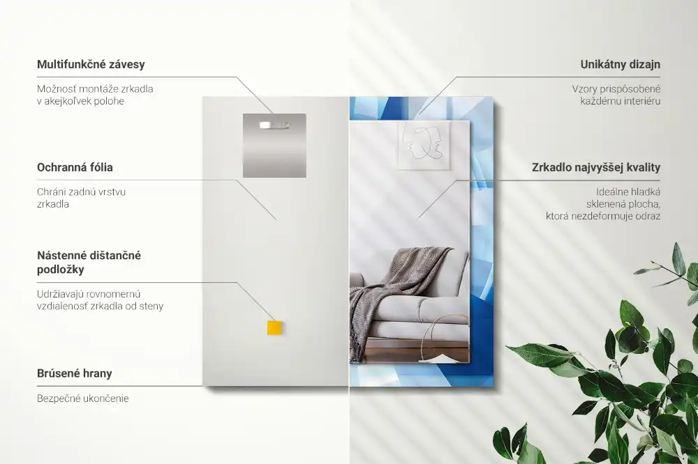 Pravokotne ogledalo s potiskanim okvirjem Abstraktni tunel