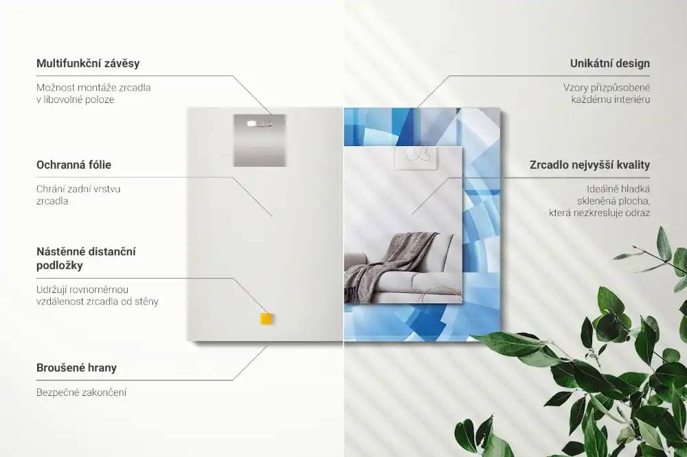 Pravokotne ogledalo s potiskanim okvirjem Abstraktni tunel