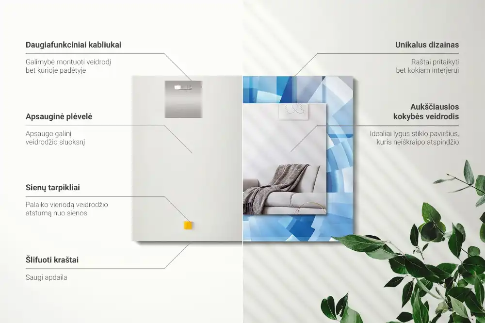 Pravokotne ogledalo s potiskanim okvirjem Abstraktni tunel