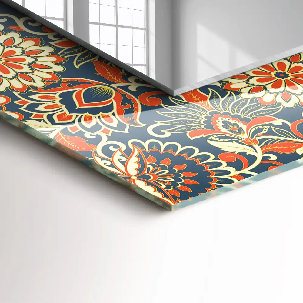 Pravokotne okrasno ogledalo Cvetlični vzorec tapete