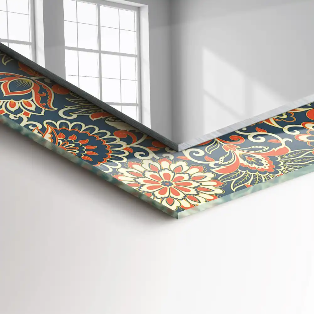 Pravokotne okrasno ogledalo Cvetlični vzorec tapete