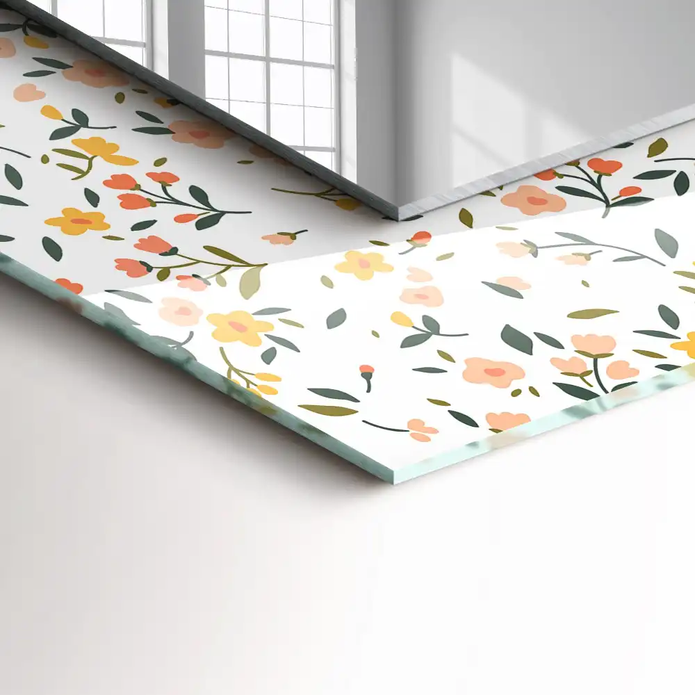 Tiskano pravokotne ogledalo Cvetlični vzorec blaga