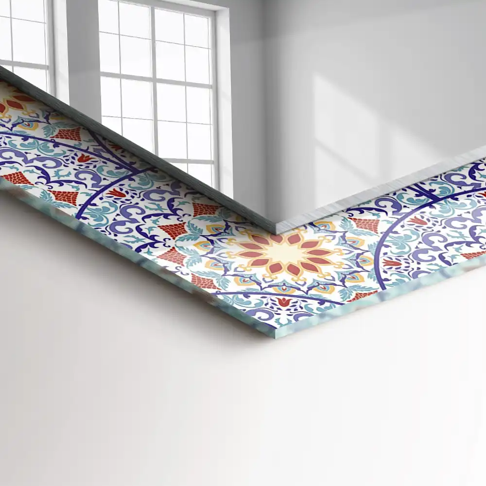 Pravokotne ogledalo s potiskanim okvirjem Mandale