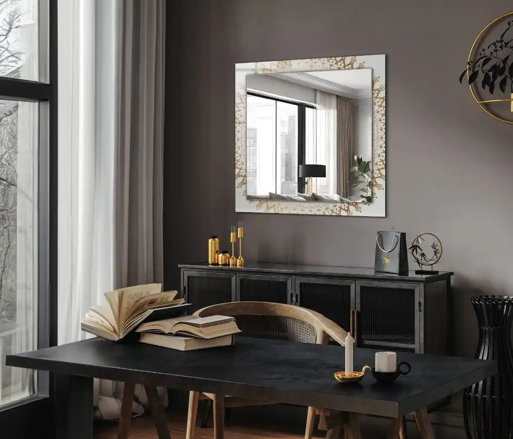 Pravokotne okrasno ogledalo vzorec mandale