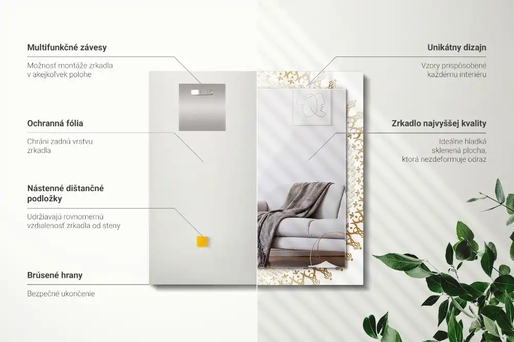 Pravokotne okrasno ogledalo vzorec mandale