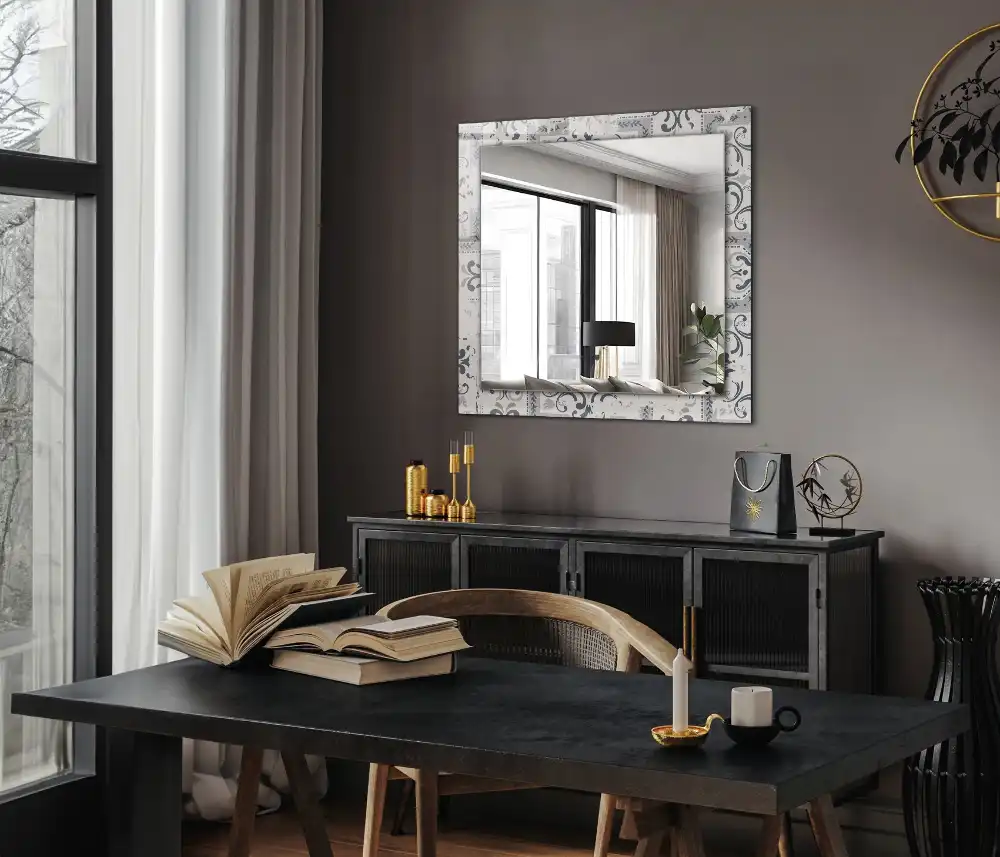 Tiskano pravokotne ogledalo Okraski z vzorci ploščic