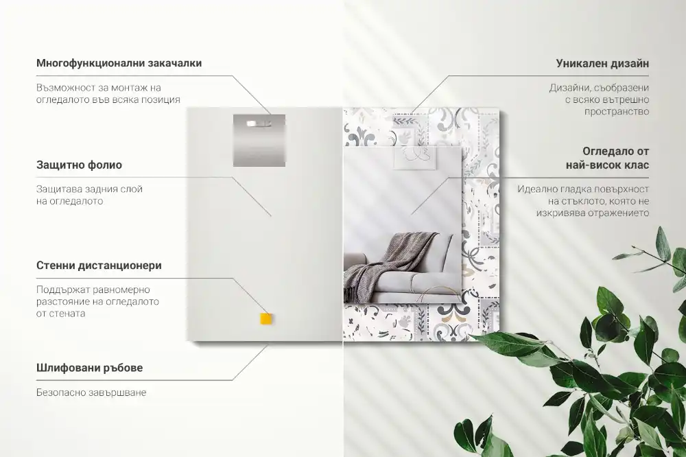 Tiskano pravokotne ogledalo Okraski z vzorci ploščic