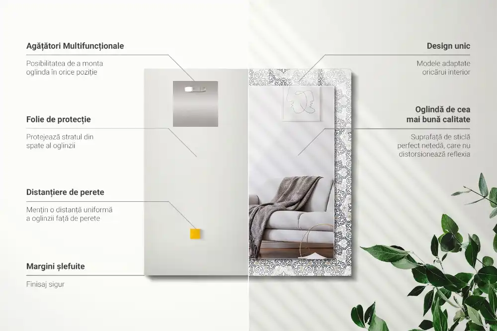 Pravokotne okrasno ogledalo Okrasni vzorec