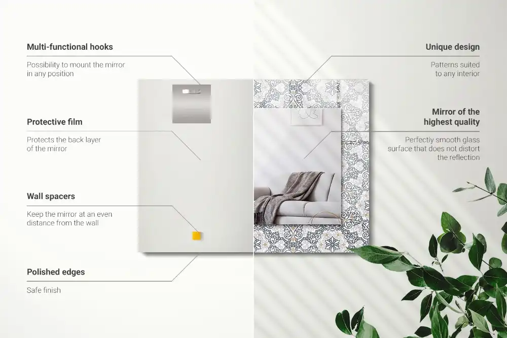 Pravokotne okrasno ogledalo Okrasni vzorec